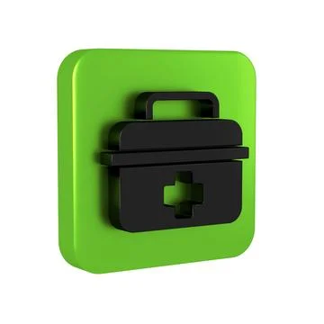 Black First aid kit icon isolated on transparent background. Medical box wi.. Stock Illustration