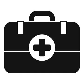Black first aid kit icon showing medical help Ilustração Stock
