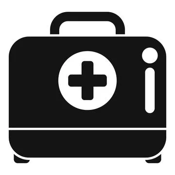 Black first aid kit icon showing medical help Ilustração Stock