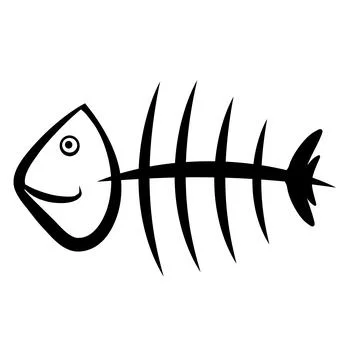 Black Fish bone vector icon Stock Illustration