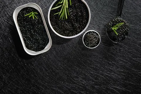 Black fish caviar Stock Photos