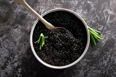 Black fish caviar Stock Photos