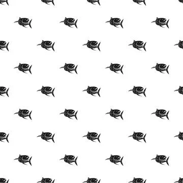 Black fish icons creating seamless pattern background Stock Illustration