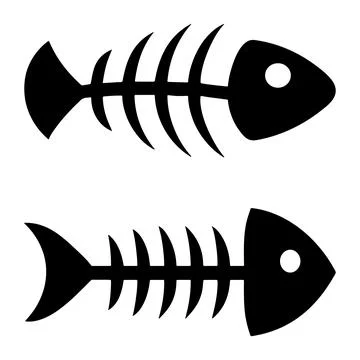 Black fish skeleton vector illustration on white background Stock Illustration