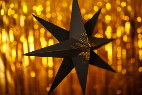 Black five-pointed shining star Stock Photos