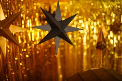 Black five-pointed shining star Stock Photos