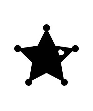 A black five-pointed star shape with a small circle at each point. Stock Illustration