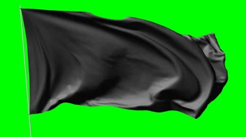 Black flag with flagpole waving in the wind Stock Footage 68292670