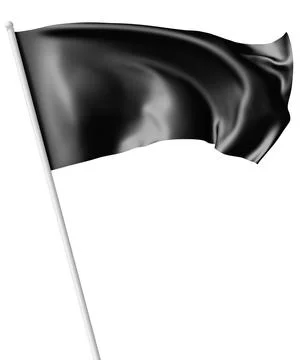 Black flag on flagpole waving in wind Stock-Illustration