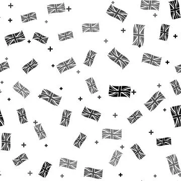 Black Flag of Great Britain icon isolated seamless pattern on white background 스톡 일러스트
