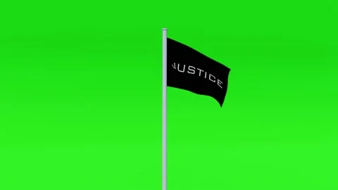 Black Flag with Justice Text Waving on Green Screen Stock Footage 331049176