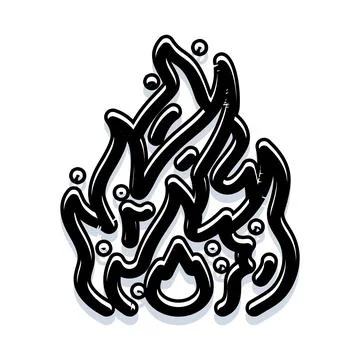 Black flame drawing graffiti style isolated on white Stock Illustration