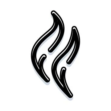 Black flame graphic icon with glowing effect Stock Illustration