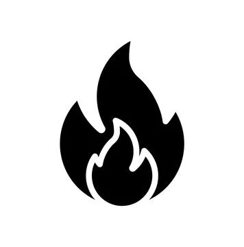 Black Flame Icon Isolated on White Background for Design and Graphics イラスト素材