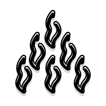 Black flame icons forming fire shape イラスト素材