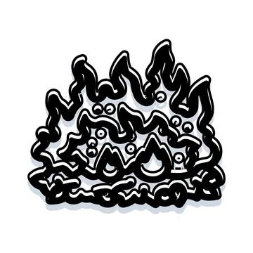 Black flames burning fire heat outline icon 스톡 일러스트
