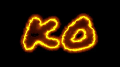 Black Flaming KO Knockout Text Fire Glow Effect Stock Footage 336837797