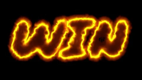 Black Flaming WIN Text Fiery Glow Victory Effect Stock Footage 336837822