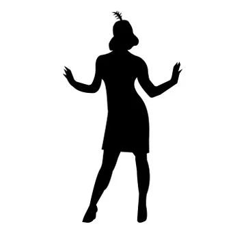 Black flapper silhouette on white background Illustrazione stock