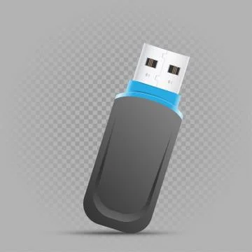 Black flash drive on gray background Illustrazione stock