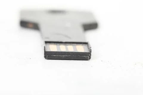 Black flash drive on white background data storage Stock Photos