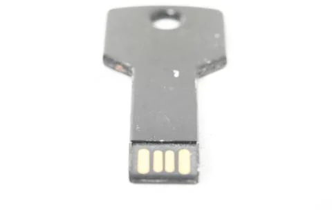 Black flash drive on white background data storage Stock Photos