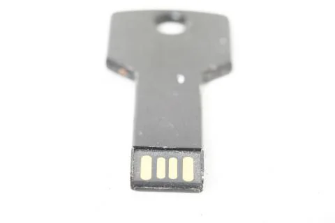 Black flash drive on white background data storage Stock Photos
