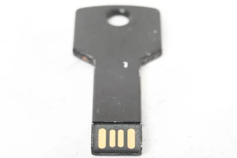 Black flash drive on white background data storage Stock Photos