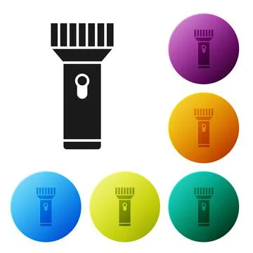 Black Flashlight for diver icon isolated on white background. Diving underwater イラスト素材
