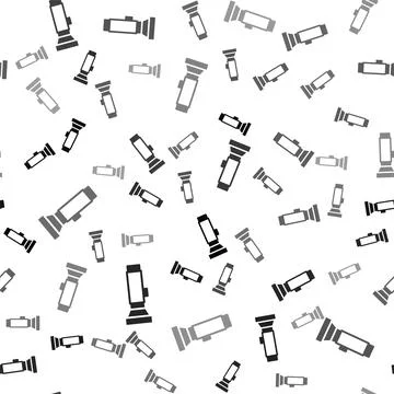 Black Flashlight icon isolated seamless pattern on white background.  Vector イラスト素材