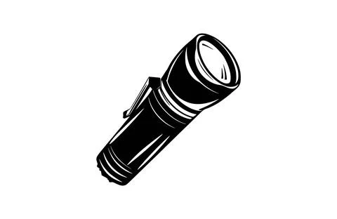 Black flashlight icon isolated on white background. Beautiful Flashlight icon Stock Illustration