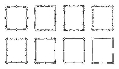 Black flat frames square divider on isolated white Stock Illustration
