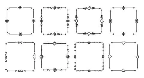 Black flat frames square divider on isolated white Stock Illustration