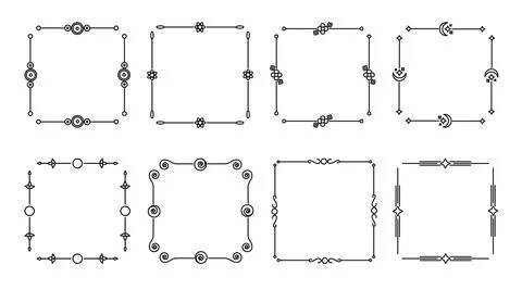 Black flat frames square divider on isolated white Stock Illustration