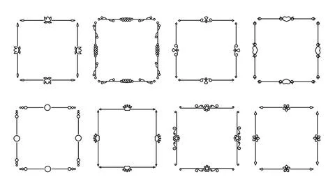 Black flat frames square divider on isolated white Stock Illustration