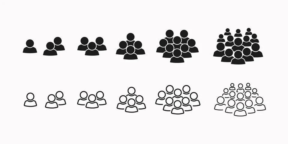 Black flat icon set of group of people team, collaboration . Business vector Stock Illustration