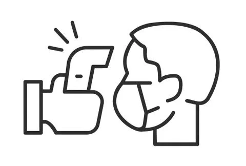 Black flat icon of temperature measurement man in mask Stock Illustration