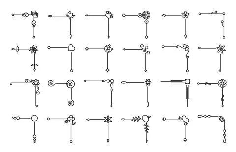 Black flat line corners divider on isolated white Stock Illustration