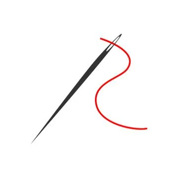 Black flat needle with a red thread Stock Illustration