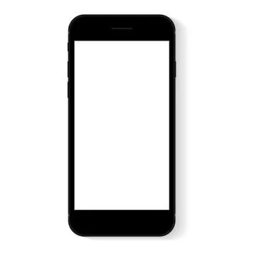 Black flat phone white screen, vector drawing modern smart phone design Stock Illustration