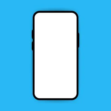 Black flat phone with white screen on blue background. Vector illustration. Stock Illustration