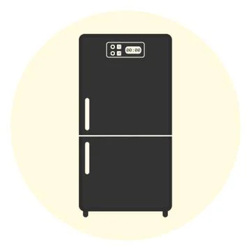 Black flat refrigerator icon, kitchen equipment Stock Illustration