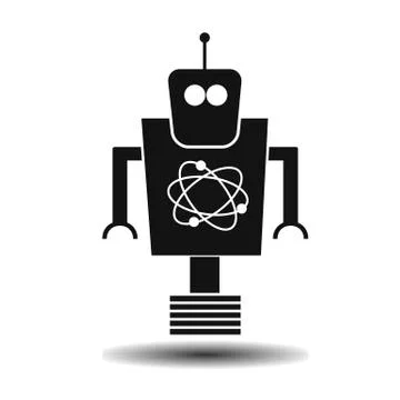 Black flat robot Stock Illustration
