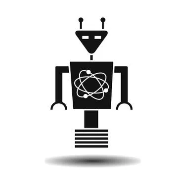 Black flat robot Stock Illustration