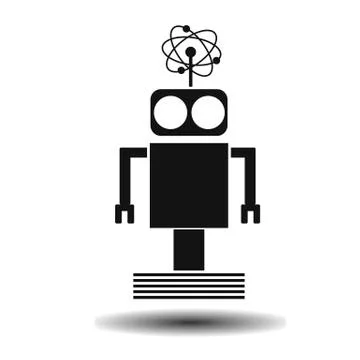Black flat robot Stock Illustration