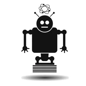 Black flat robot Stock Illustration