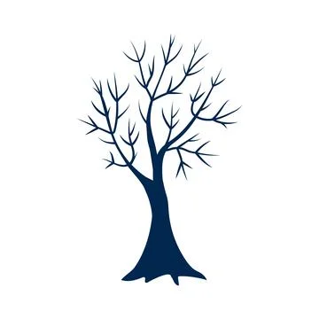 Black flat scary tree with out leaves concept illustration Stock Illustration