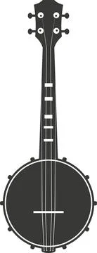 Black flat silhouette of a banjo. A vector image. Stock Illustration