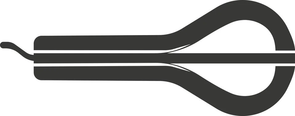 Black flat silhouette of a lip harp for music. Stock Illustration