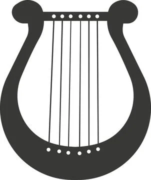 The black flat silhouette of the lyre. A vector image. Stock Illustration